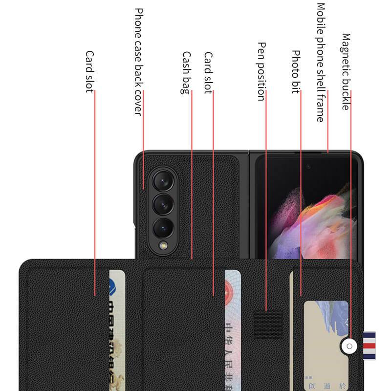 Leather Card Bag Wallet Pen Clasp All-included Cover For Samsung Z Fold 3 5G - GiftJupiter