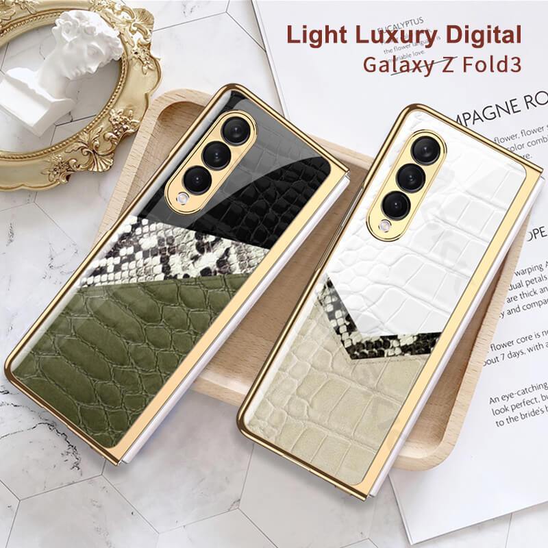 Python Leopard Print Tempered Glass Case for Samsung Galaxy Z Fold 3 5G - GiftJupiter