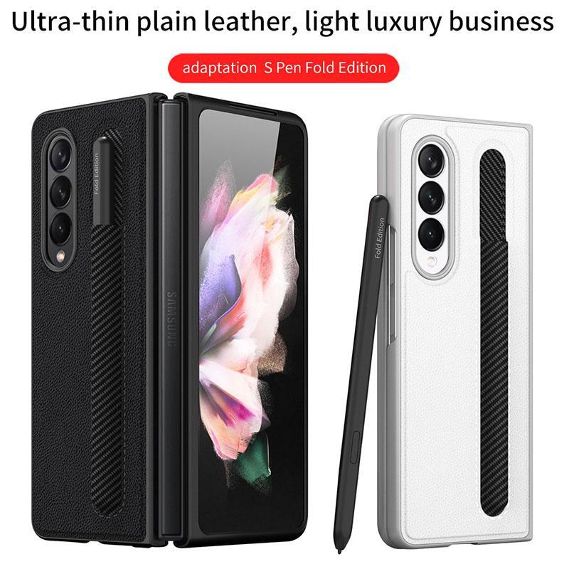 Luxury Leather Shockproof Pen Slot Case For Samsung Z Fold 3 5G - GiftJupiter