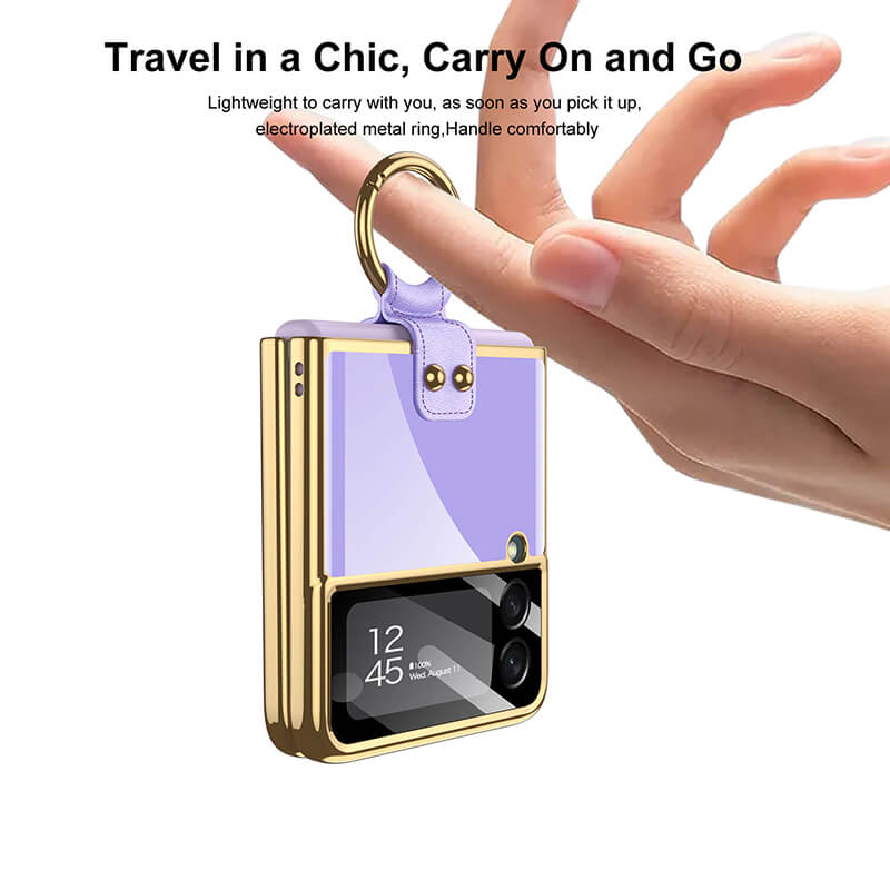 Luxury Plating Frame Anti-knock Protection Glass Case For Samsung Galaxy Z Flip3 - GiftJupiter
