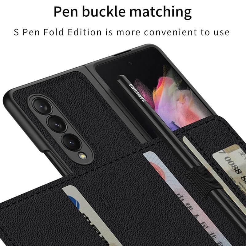 Leather Card Bag Wallet Pen Clasp All-included Cover For Samsung Z Fold 3 5G - GiftJupiter