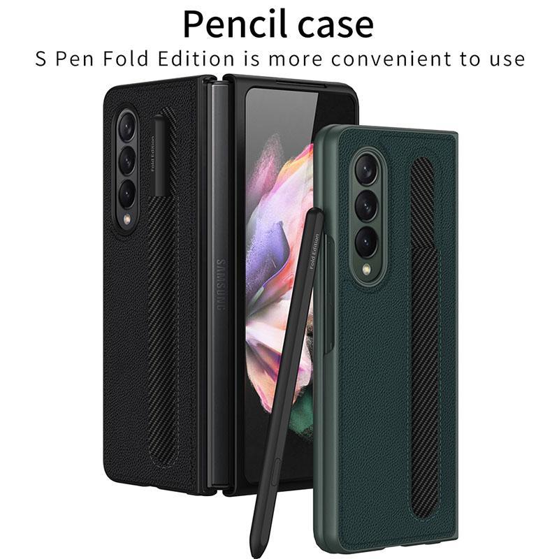 Luxury Leather Shockproof Pen Slot Case For Samsung Z Fold 3 5G - GiftJupiter