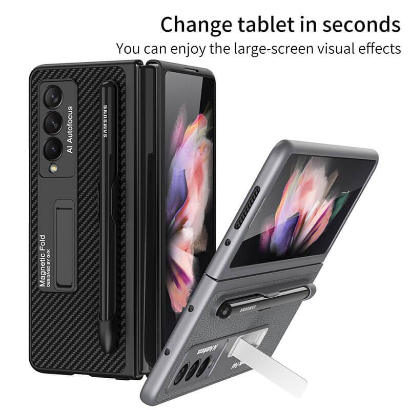 Luxury Leather Cover With Pen Slot Holder For Samsung Galaxy Z Fold 3 5G - GiftJupiter