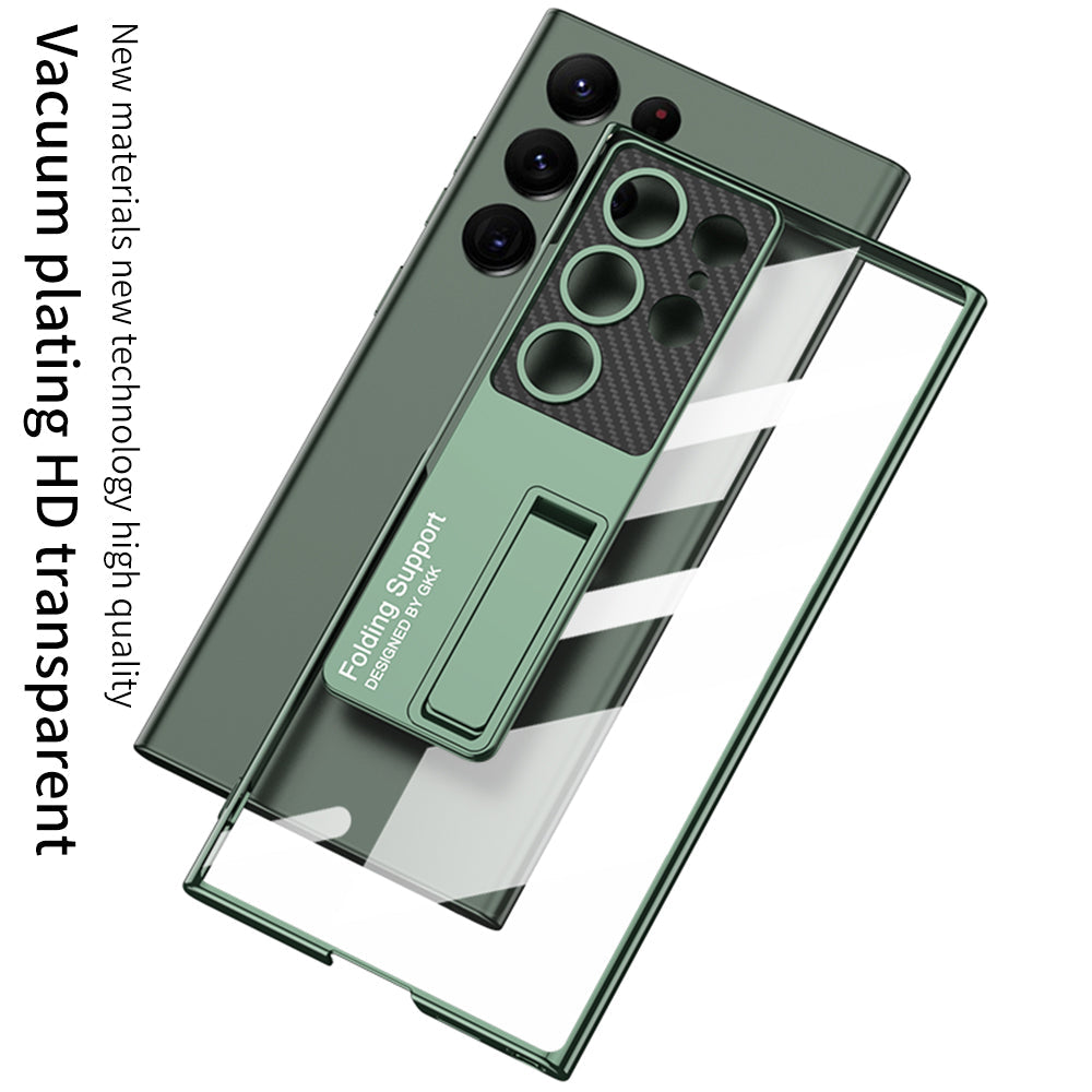 Electroplated Clear Phone Case With Invisible Bracket For Samsung Galaxy S23 S22 Ultra Plus - mycasety2023