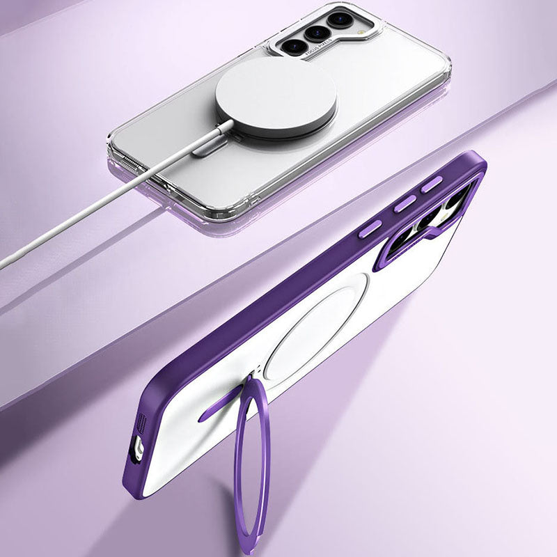 Invisible Magnetic MagSafe Bracket Anti-fall Phone Case For Samsung Galaxy S23 Ultra Plus Support Wireless Charging