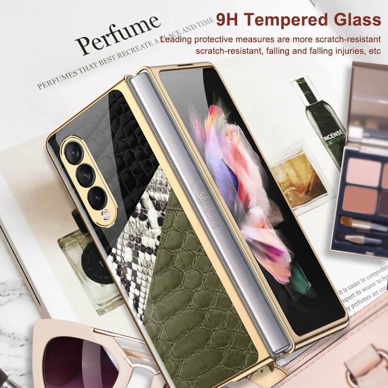 Python Leopard Print Tempered Glass Case for Samsung Galaxy Z Fold 3 5G - GiftJupiter