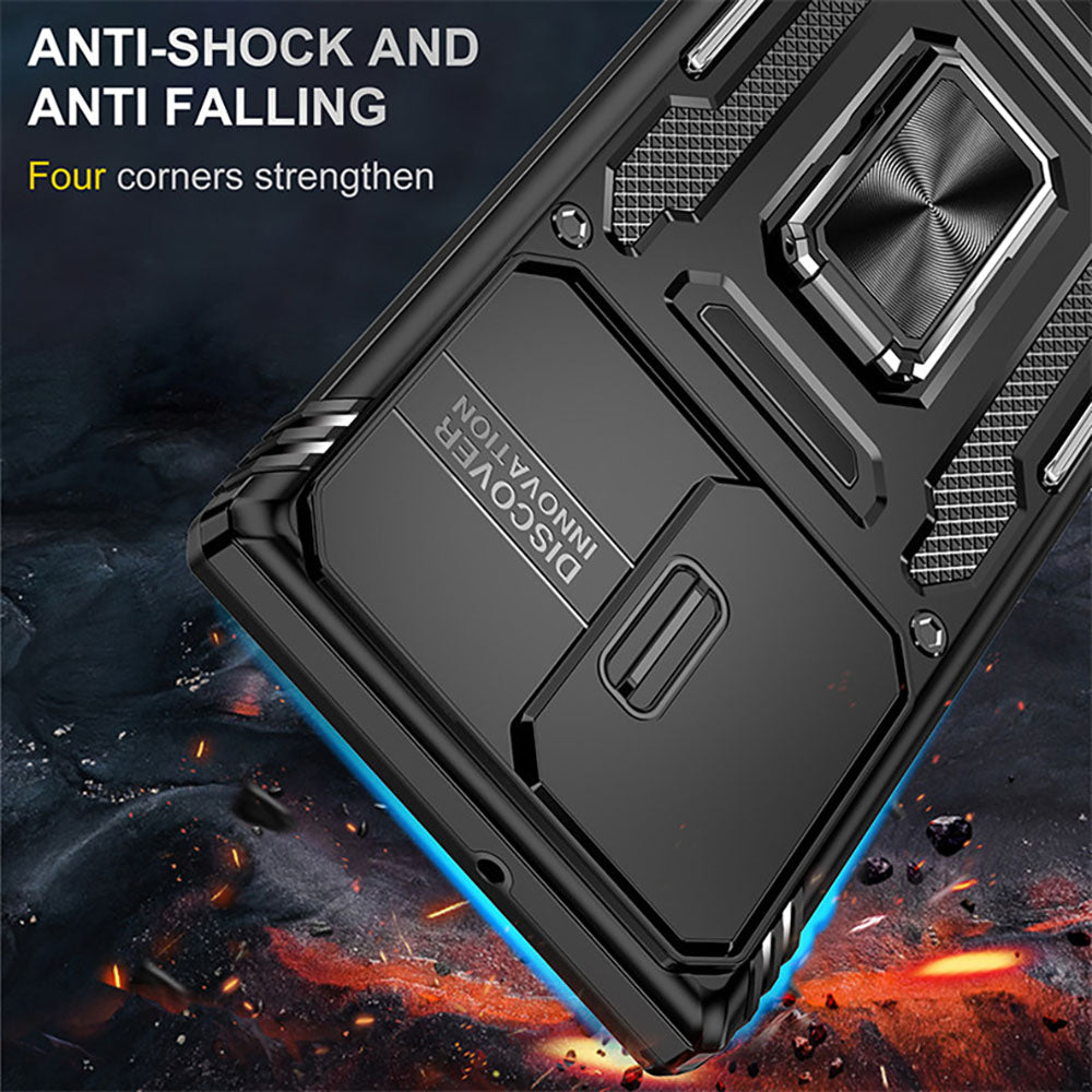 Armored Rotating Ring Push Window Lens Protection Drop-proof Phone Case For Samsung