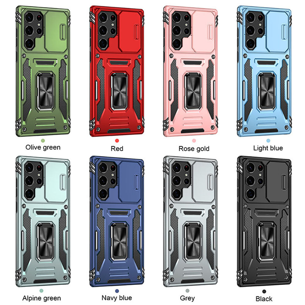 Armored Rotating Ring Push Window Lens Protection Drop-proof Phone Case For Samsung