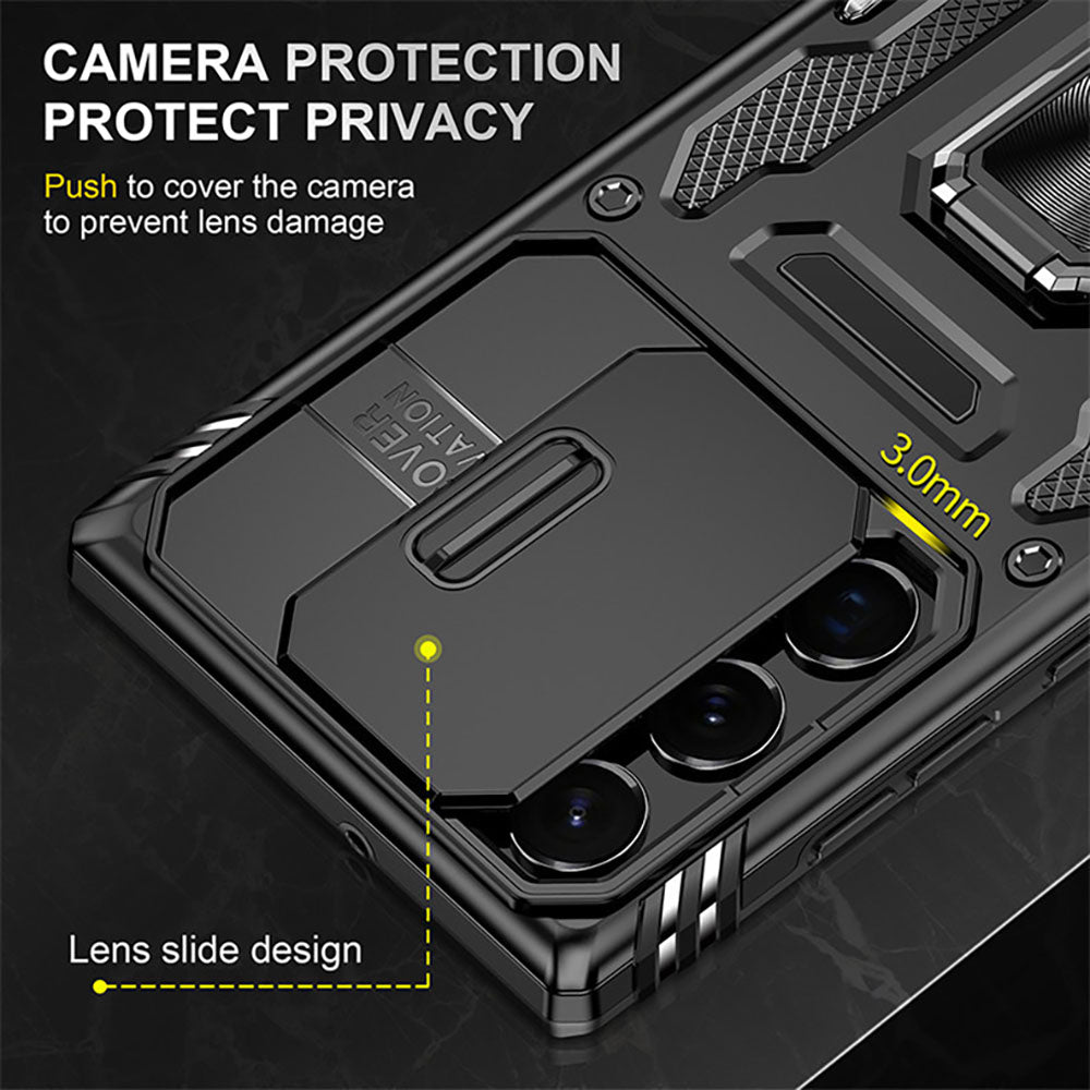 Armored Rotating Ring Push Window Lens Protection Drop-proof Phone Case For Samsung