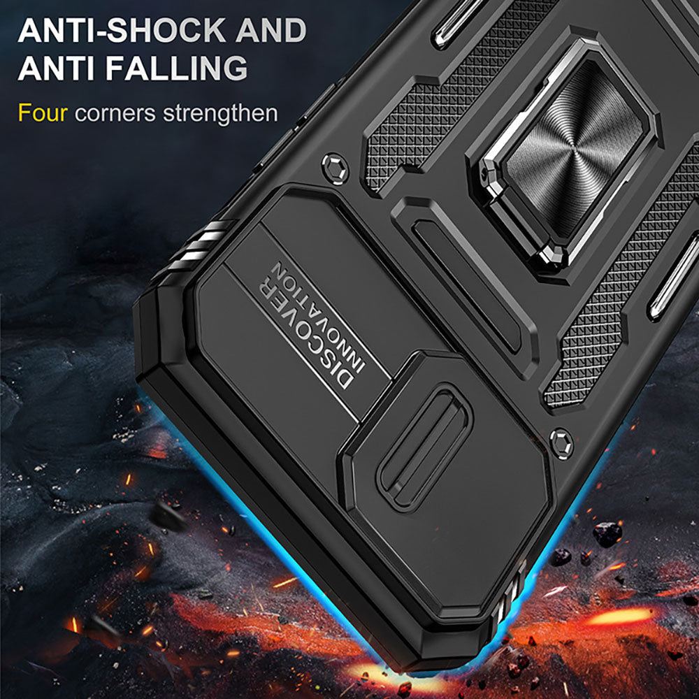 Armored Rotating Ring Push Window Lens Protection Drop-proof Phone Case For iPhone