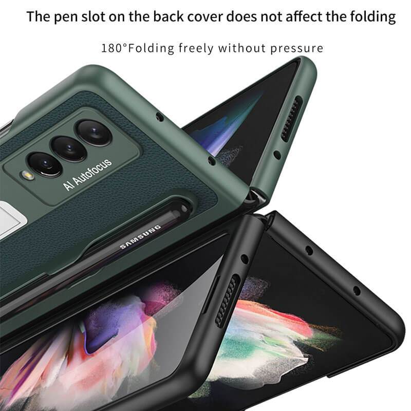 Luxury Leather Cover With Pen Slot Holder For Samsung Galaxy Z Fold 3 5G - GiftJupiter