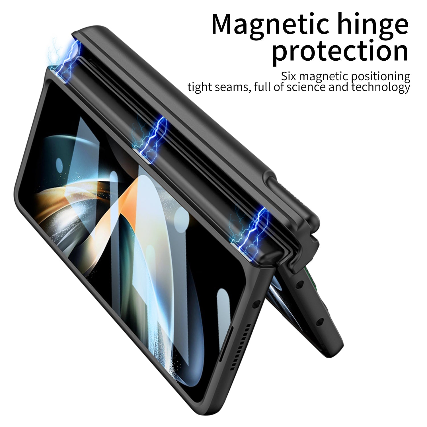 Magnetic Hinge S Pen Slot Luxury Wristband Holder Phone Case For Samsung Galaxy Z Fold4 Fold3 5G Case With Back Screen Glass Protector - GiftJupiter
