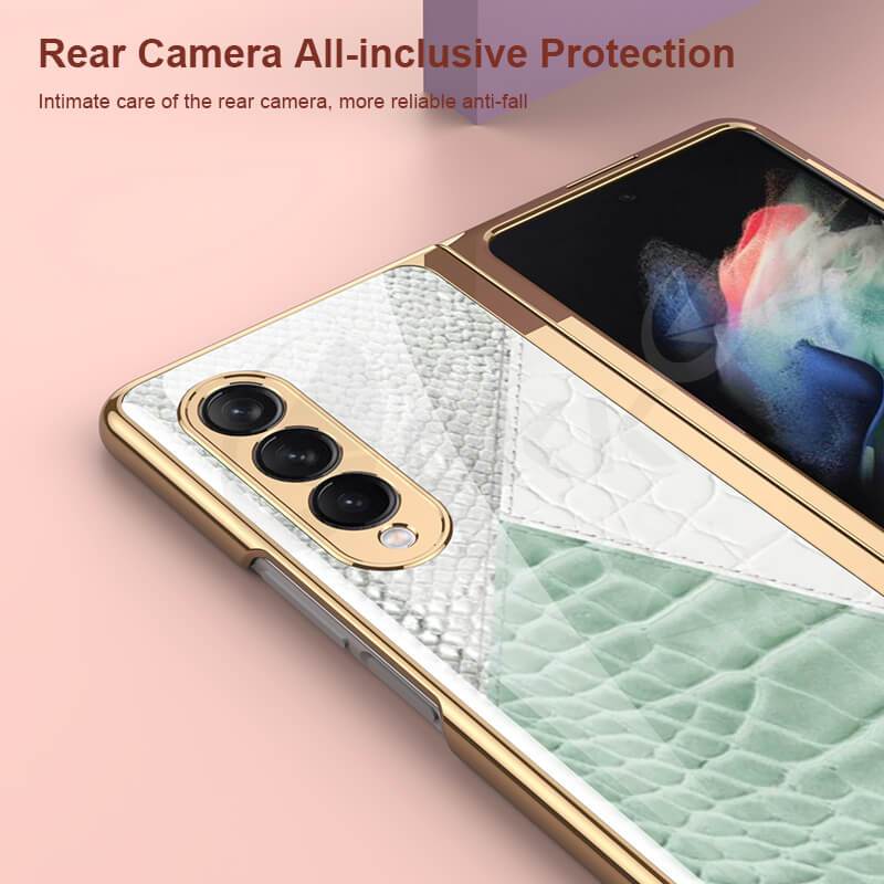 Python Leopard Print Tempered Glass Case for Samsung Galaxy Z Fold 3 5G - GiftJupiter
