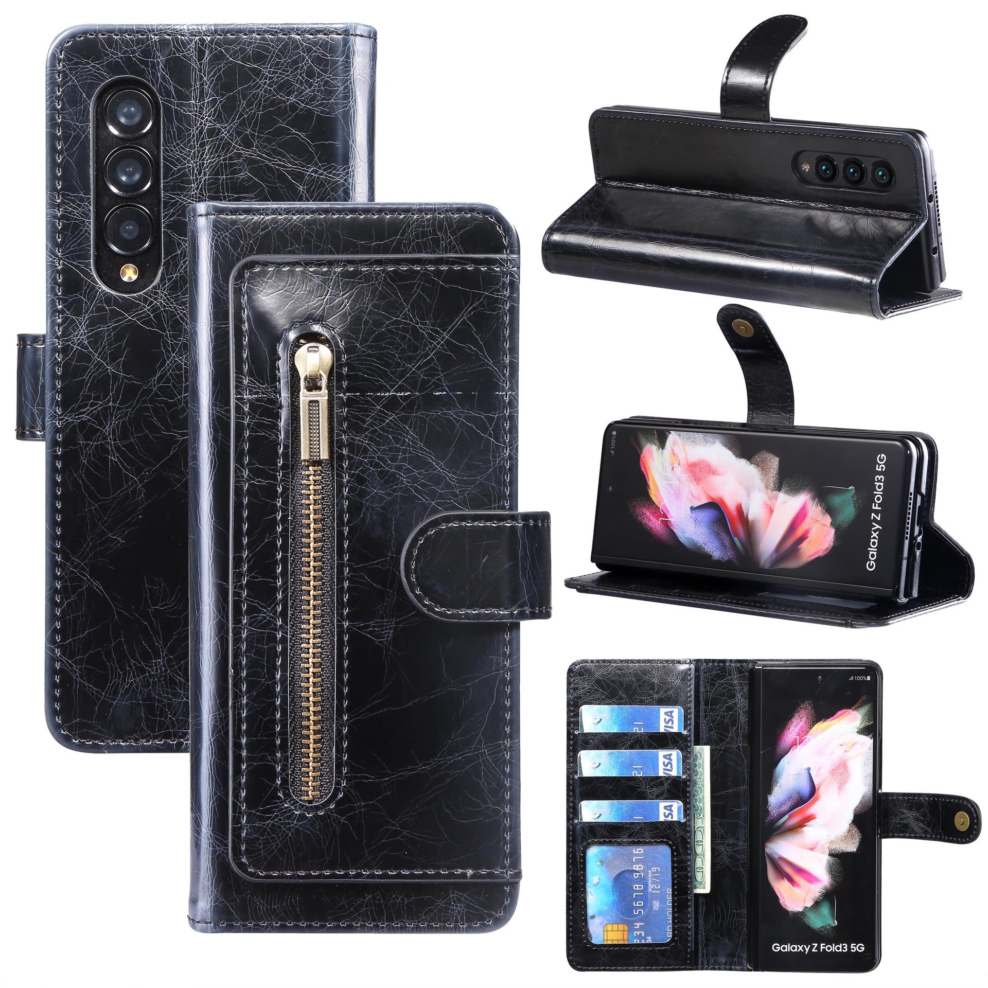 Leather Cardholder Case Wallet Cover For Samsung Galaxy Z Fold3 Fold4 5G - GiftJupiter