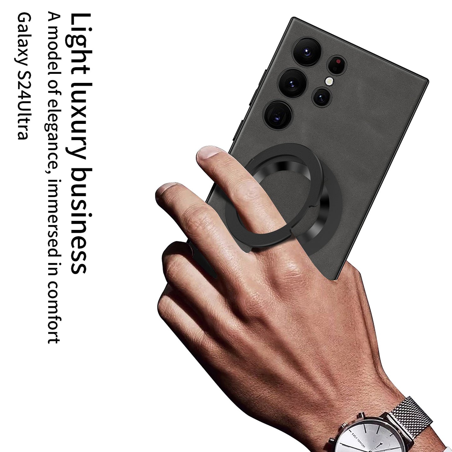 Leather Magnetic Bracket Protective Phone Case For Samsung Galaxy S24 S23 Ultra Plus