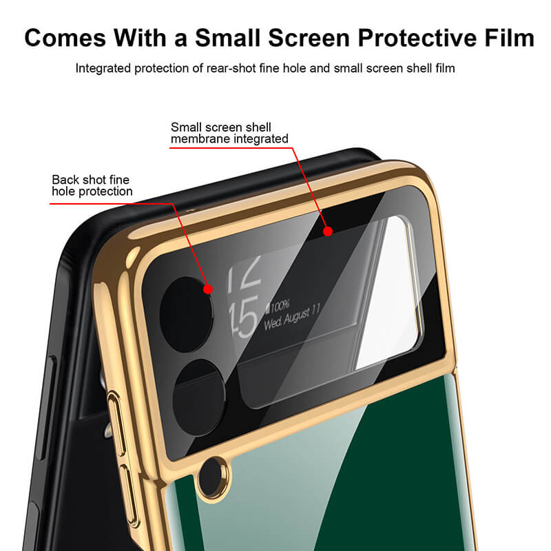 Luxury Plating Frame Anti-knock Protection Glass Case For Samsung Galaxy Z Flip3 - GiftJupiter