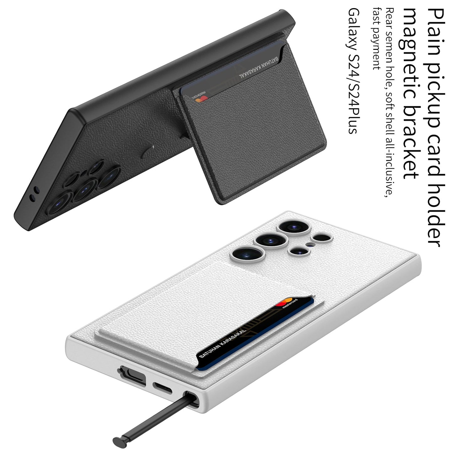 Leather Protective Phone Case With Card Holder For Samsung Galaxy S24 S23 Ultra Plus