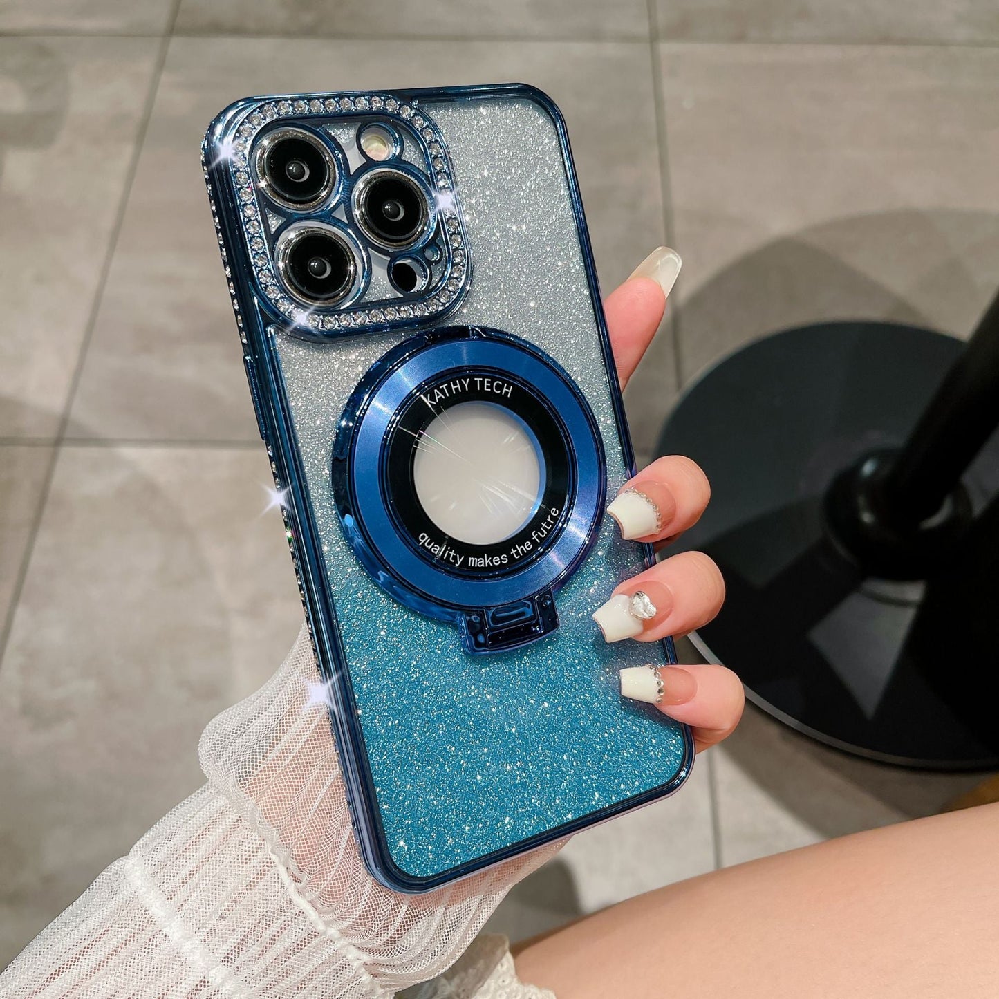 Glitter Diamond Magnetic Magsafe Ring Holder Case for iPhone