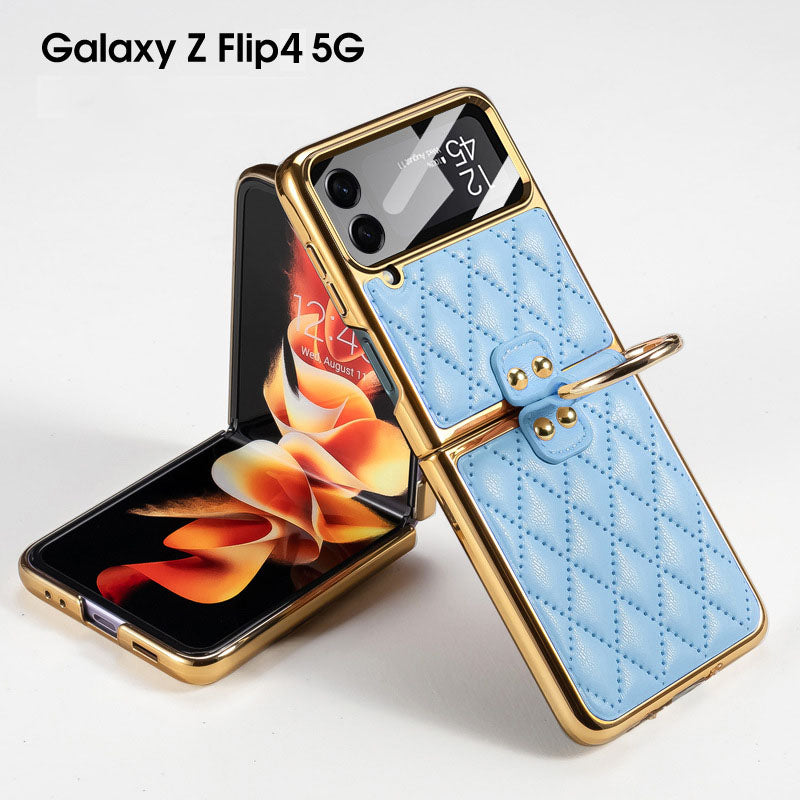 Luxury Leather Electroplating Diamond Protective Cover For Samsung Galaxy Z Flip4 Flip3 5G - GiftJupiter