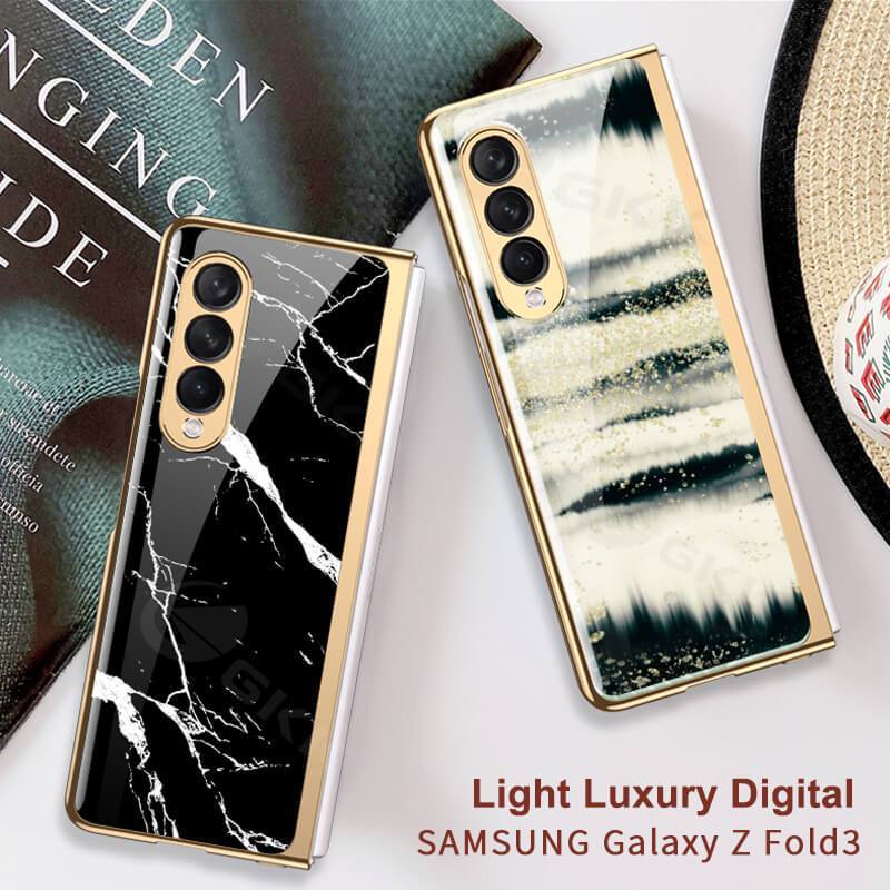 Natural Marble Glass Case For Samsung Galaxy Z Fold 3 5G - GiftJupiter