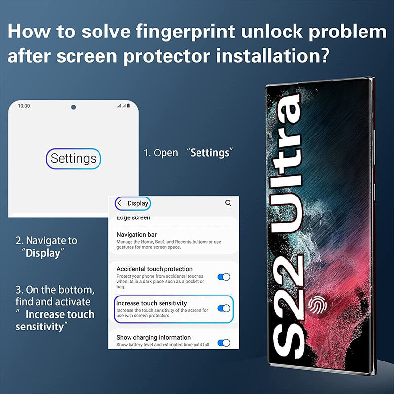 2022 Upgraded [2+2 Pack] Samsung Galaxy S22 Ultra 5G Screen Protector, 9H Tempered Glass, Ultrasonic Fingerprint Support, 3D Curved, HD Clear Scratch - GiftJupiter