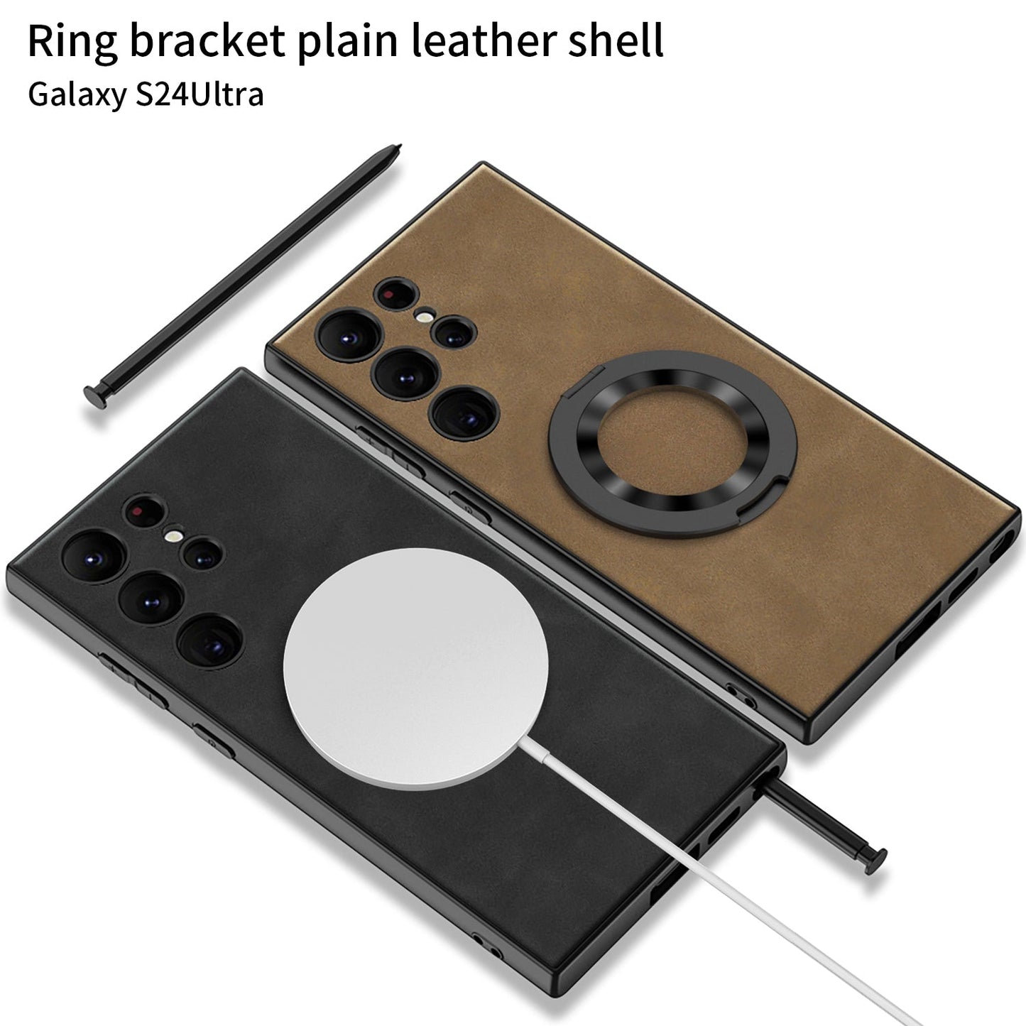 Leather Magnetic Bracket Protective Phone Case For Samsung Galaxy S24 S23 Ultra Plus