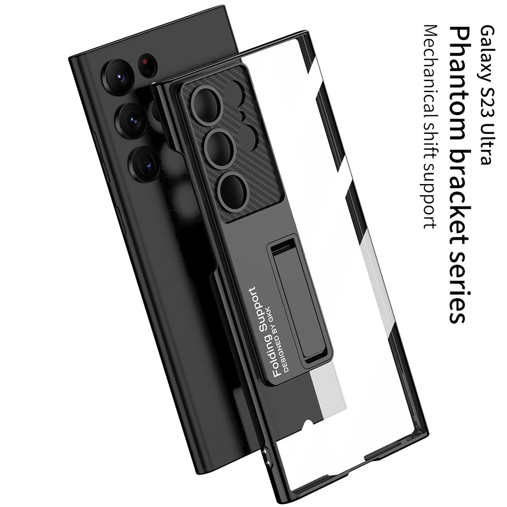 Electroplated Clear Phone Case With Invisible Bracket For Samsung Galaxy S23 S22 Ultra Plus - mycasety2023