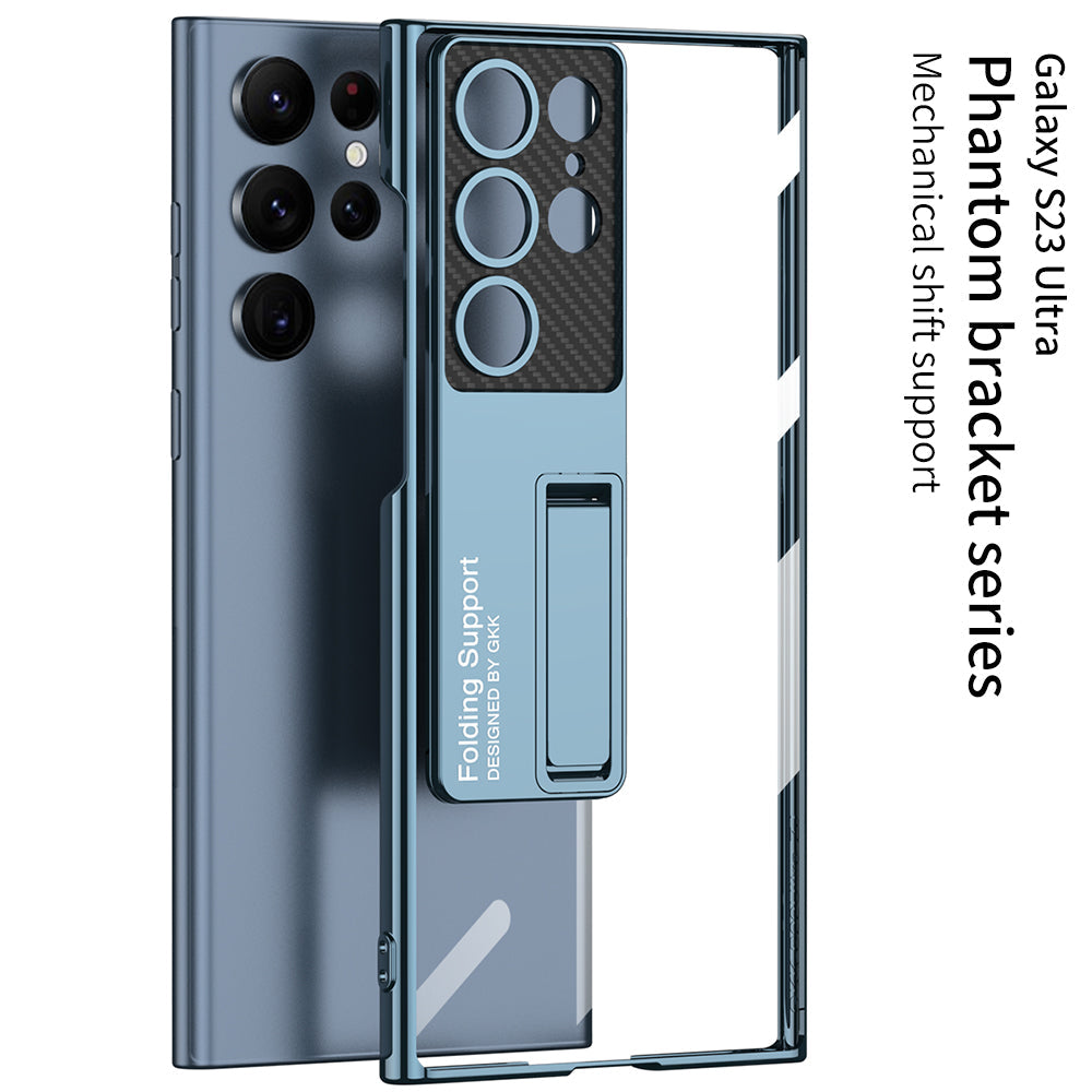 Electroplated Clear Phone Case With Invisible Bracket For Samsung Galaxy S23 S22 Ultra Plus - mycasety2023