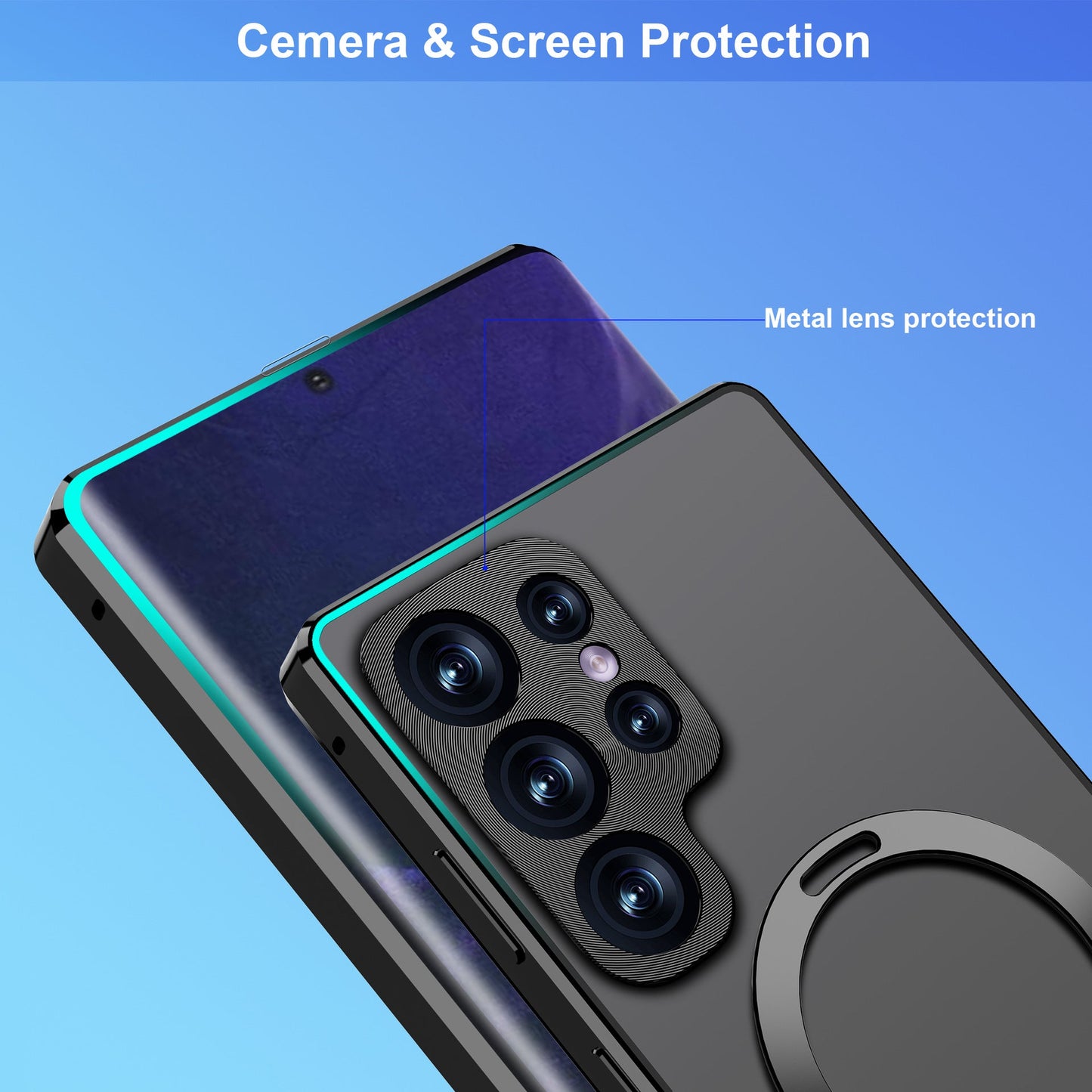 Magnetic Double-Sided Protection Metal Frame Phone Case With Invisible MagSafe Bracket For Samsung/iPhone