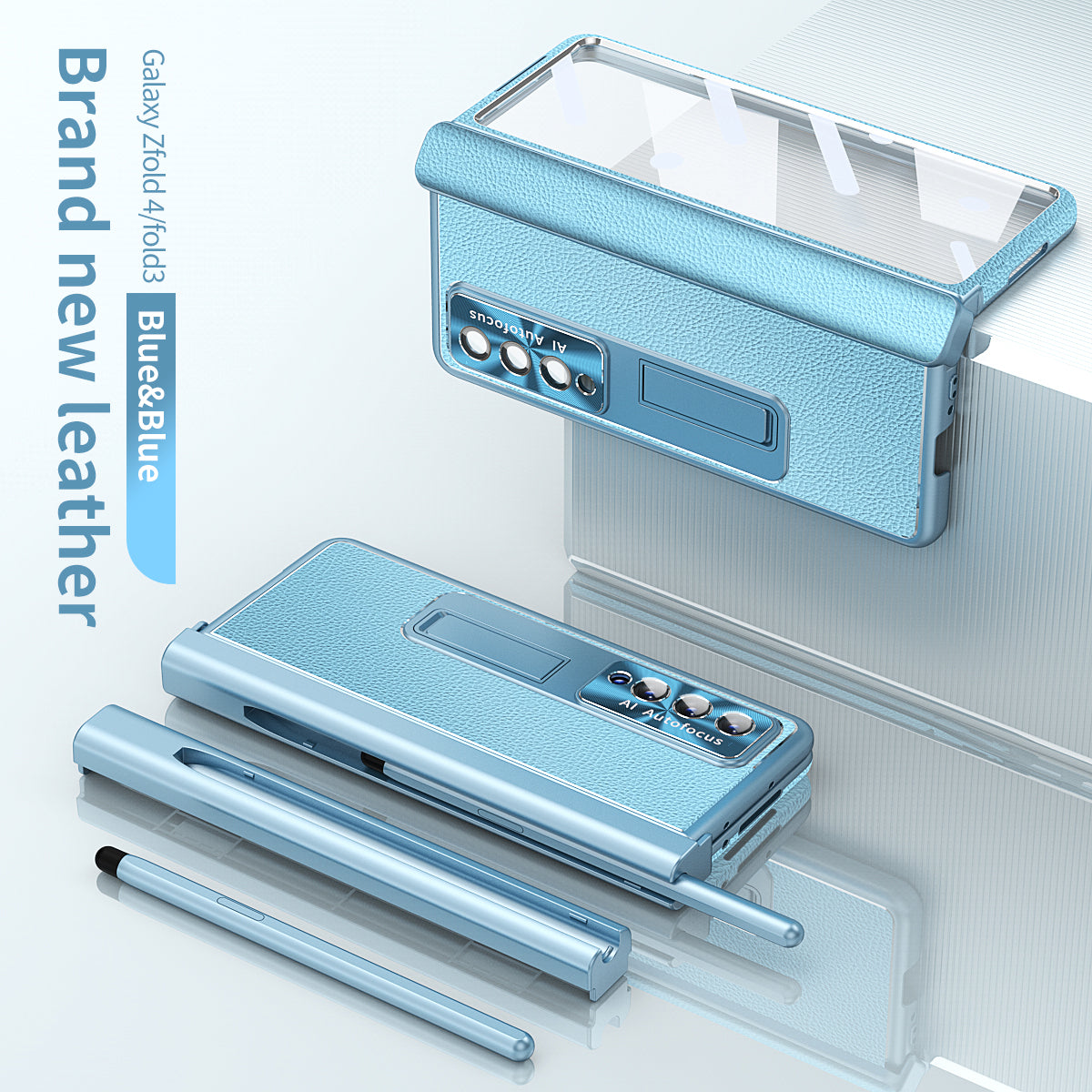 Aluminum Alloy Frame Magnetic Bracket All-Inclusive Electroplating Leather Cover For Samsung Galaxy Z Fold3 Fold4 Fold5 5G