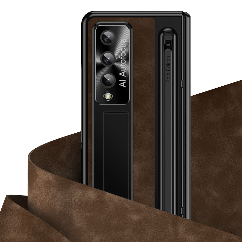 Jazz Retro Series Phone Case For Samsung Galaxy Fold5 Fold4 With Screen Protector and Stylus