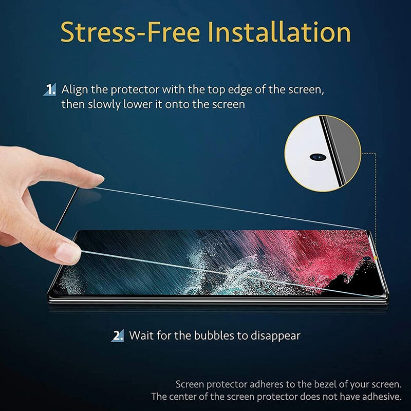 2022 Upgraded [2+2 Pack] Samsung Galaxy S22 Ultra 5G Screen Protector, 9H Tempered Glass, Ultrasonic Fingerprint Support, 3D Curved, HD Clear Scratch - GiftJupiter