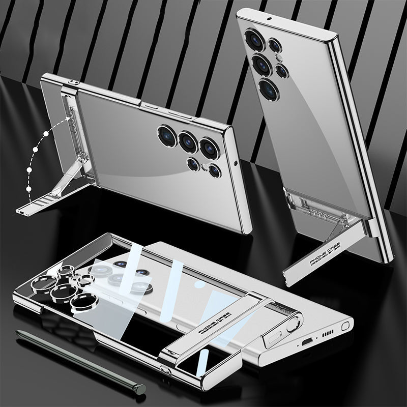 Transparent Plating Triumph Bracket Case For Samsung Galaxy S24 S23 Ultra