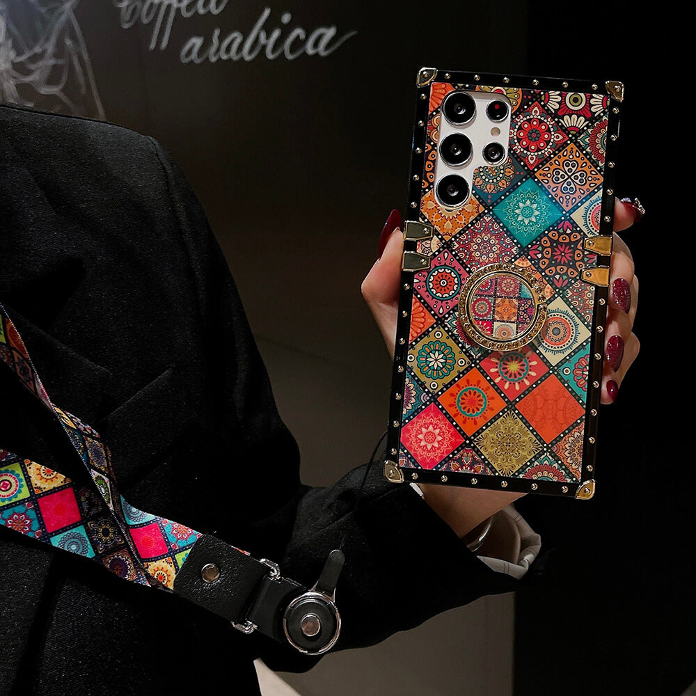 Vintage Bohemian Ring Case With Lanyard for Samsung Galaxy