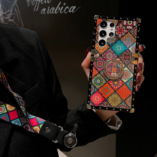 Vintage Bohemian Ring Case With Lanyard for Samsung Galaxy