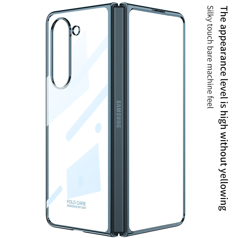 Electroplated Phantom Galaxy Z Fold 5 Case with Front Screen Tempered Glass Protector & Ring - mycasety2023 Mycasety