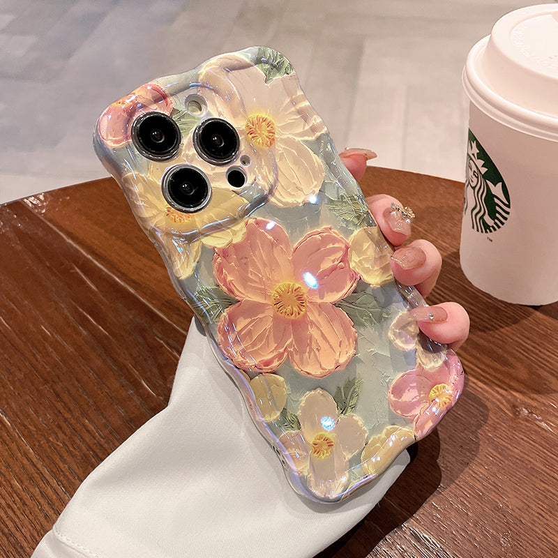 Beautiful Oil Painting Flower iPhone Case with Bracelet