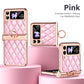 Leather Plated Diamond Hinge Ring Case for Samsung Galaxy Z Flip4 Flip3 - GiftJupiter