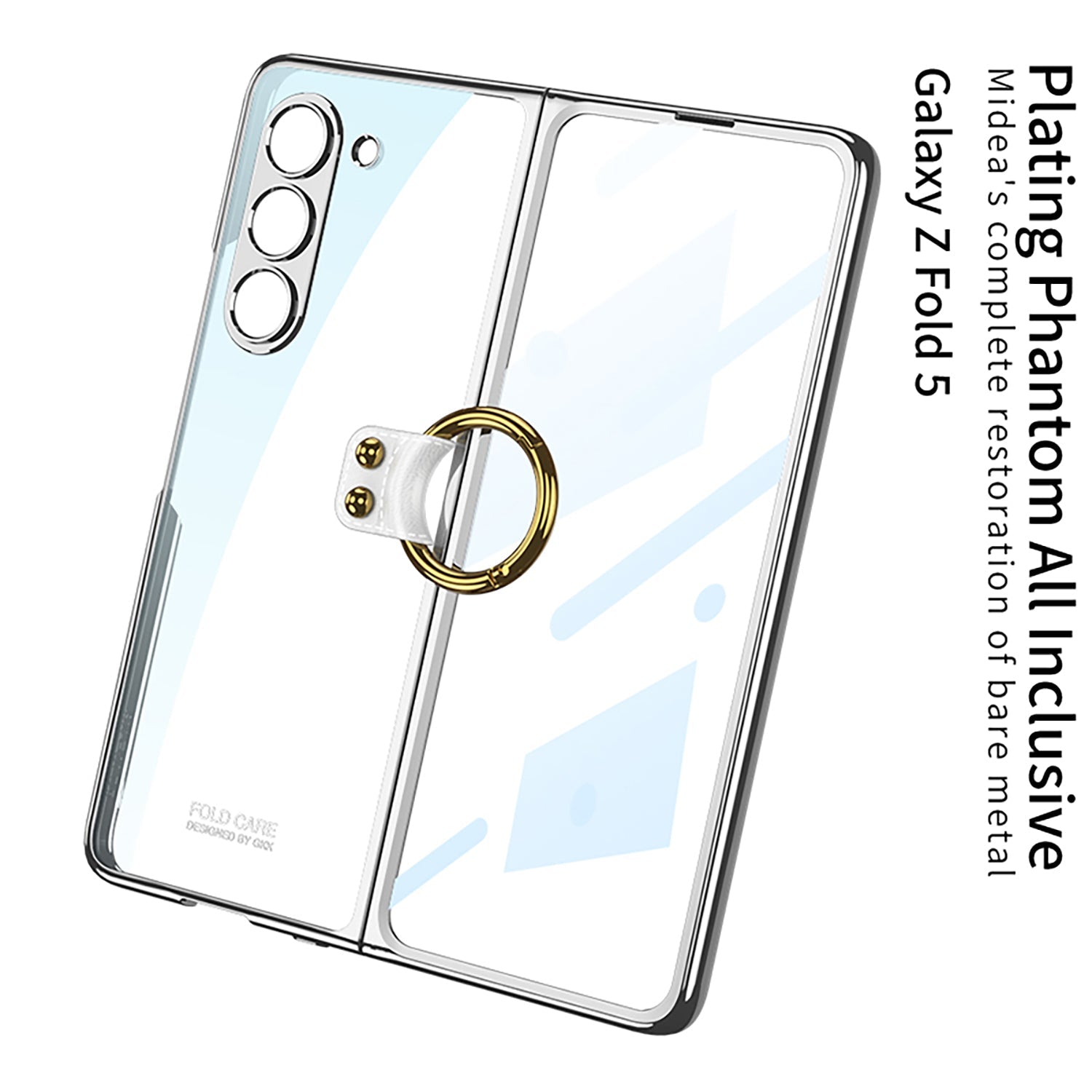 Transparent Samsung Galaxy Z Fold5 Plated Phantom Case with Exclusive Ring - mycasety2023 Mycasety