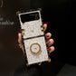 Luxury Brand Camellia Gold Plating Square Case For Samsung Galaxy Z Flip4 Flip3 5G - GiftJupiter