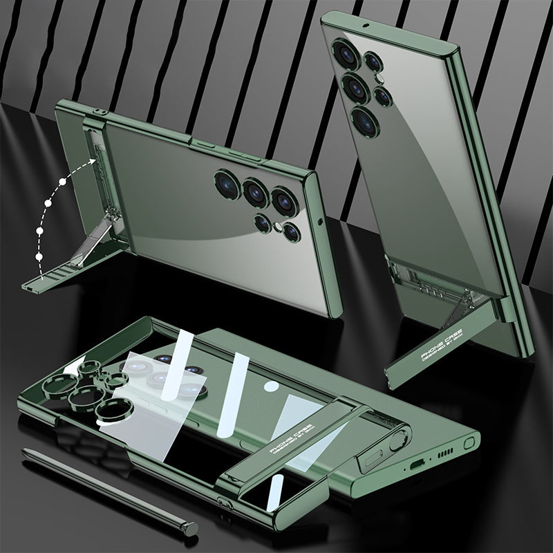 Transparent Plating Triumph Bracket Case For Samsung Galaxy S24 S23 Ultra