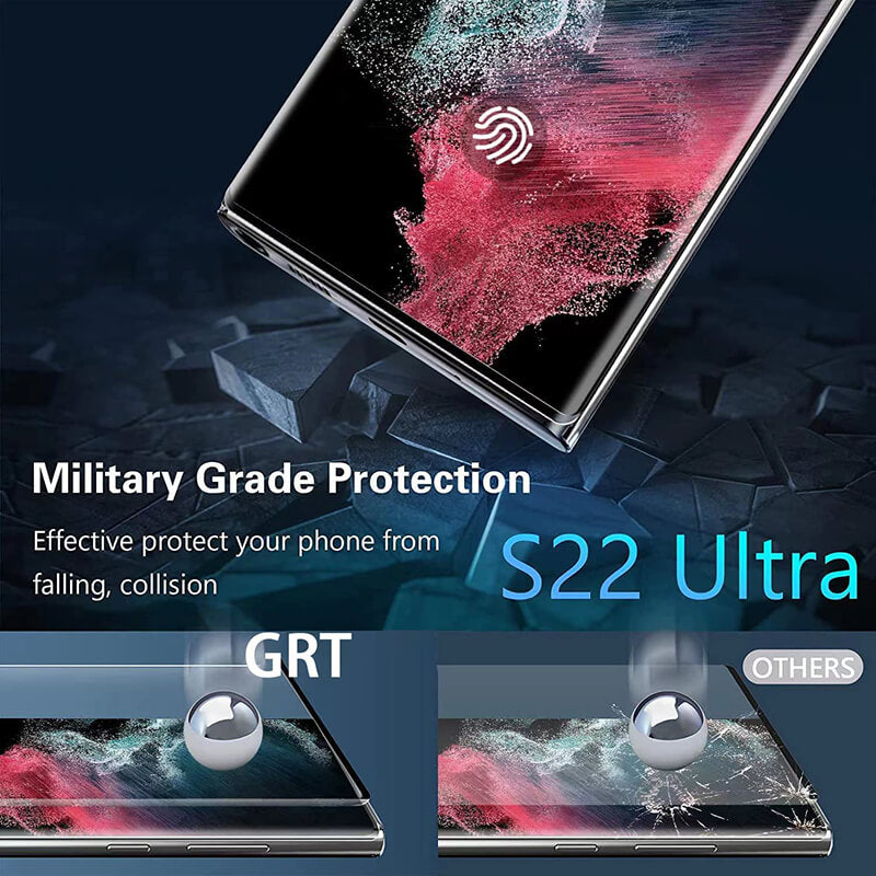 2022 Upgraded [2+2 Pack] Samsung Galaxy S22 Ultra 5G Screen Protector, 9H Tempered Glass, Ultrasonic Fingerprint Support, 3D Curved, HD Clear Scratch - GiftJupiter