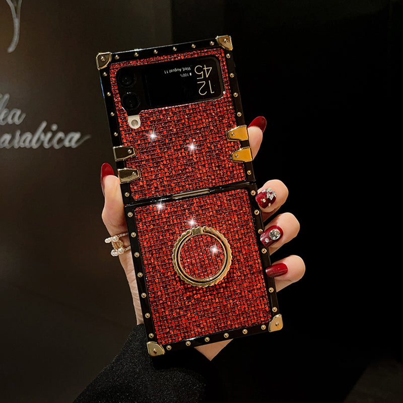 Glitter Diamond Band Ring Holder For Samsung Galaxy Z Flip3/4 Case