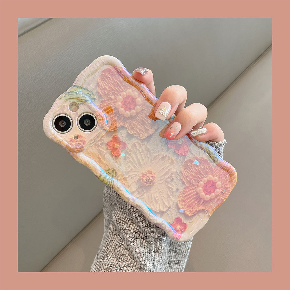 Luxury Pearl Oil Painting Flower iPhone Case