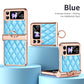 Leather Plated Diamond Hinge Ring Case for Samsung Galaxy Z Flip4 Flip3 - GiftJupiter