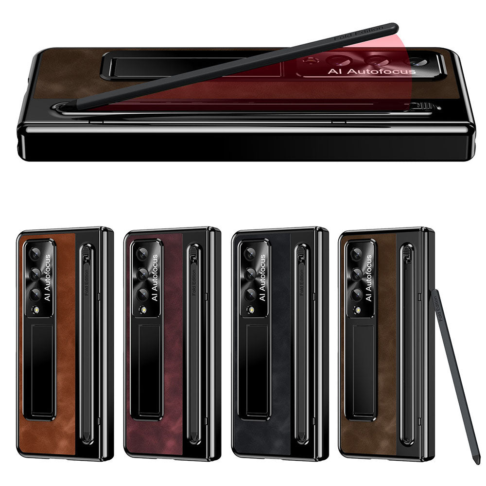 Jazz Retro Series Phone Case For Samsung Galaxy Fold5 Fold4 With Screen Protector and Stylus