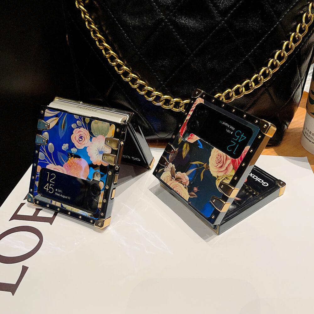 Stylish French Style Flower Ring Phone Case for Samsung Galaxy Z Flip4 Flip3 - GiftJupiter