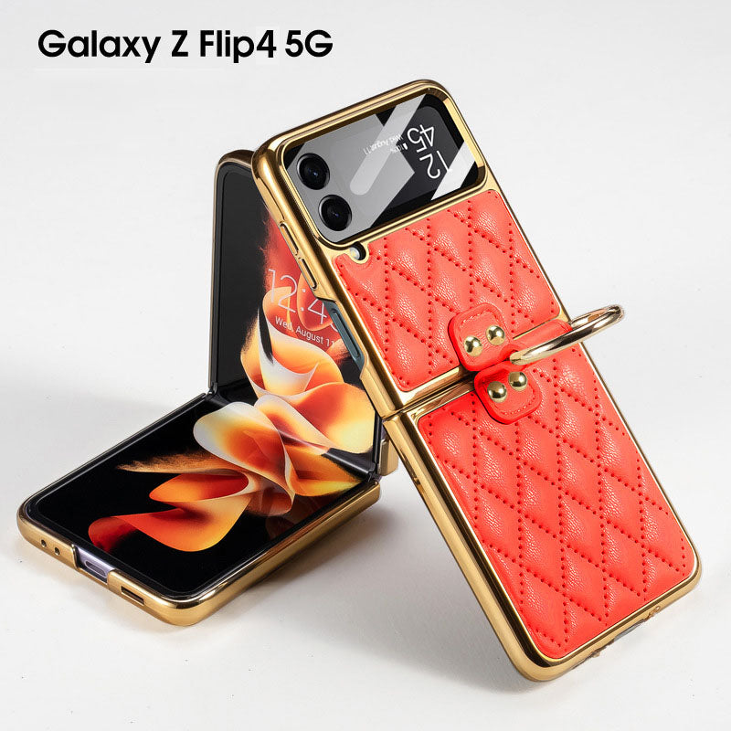 Luxury Leather Electroplating Diamond Protective Cover For Samsung Galaxy Z Flip4 Flip3 5G - GiftJupiter