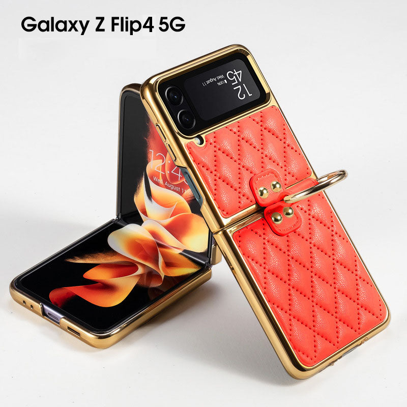 Luxury Leather Electroplating Diamond Protective Cover For Samsung Galaxy Z Flip 4 5G - GiftJupiter