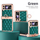Leather Plated Diamond Hinge Ring Case for Samsung Galaxy Z Flip4 Flip3 - GiftJupiter